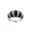 Closeout-Silver 925 Rhodium Plated Black Onyx CZ Stripe Ring - STR00590 | Silver Palace Inc.