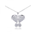 Silver 925 Rhodium Plated Butterfly Plated CZ Necklace - BGP00306 | Silver Palace Inc.