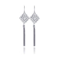 Closeout-Silver 925 Rhodium Plated Chandelier CZ Multi Strand Dangling Earrings - STE00180 | Silver Palace Inc.