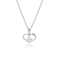 Closeout-Silver 925 Rhodium Plated Clear CZ Heart Pendant Necklace - STP00898 | Silver Palace Inc.