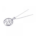 Closeout-Silver 925 Rhodium Plated Clear CZ Swirl Circle Pendant Necklace - STP00707 | Silver Palace Inc.