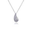 Closeout-Silver 925 Rhodium Plated Curvy Teardrop CZ Necklace - STP00527 | Silver Palace Inc.