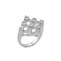 Closeout-Silver 925 Rhodium Plated CZ Square Net Ring - BGR00116 | Silver Palace Inc.