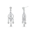 Silver 925 Rhodium Plated CZ Three Stranded Dangling Earrings - STE00030 | Silver Palace Inc.