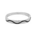 Clearance-Silver 925 Rhodium Plated CZ Wave Bangle Bracelet - BGG00020