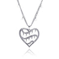 Closeout-Silver 925 Rhodium Plated Filigree Heart CZ Chandelier Dangling Necklace - STP00591 | Silver Palace Inc.