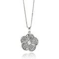 Closeout-Silver 925 Rhodium Plated Flower Inner Zebra Print CZ Necklace - BGP00519 | Silver Palace Inc.