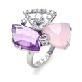 Closeout-Silver 925 Rhodium Plated Multi Colored CZ Multi Shaped Abstract Ring - BGR00244 | Silver Palace Inc.