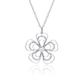 Closeout-Silver 925 Rhodium Plated Open Flower CZ Necklace - BGP00321 | Silver Palace Inc.