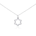 Closeout-Silver 925 Rhodium Plated Open Star CZ Necklace - BGP00290 | Silver Palace Inc.