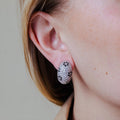 Clearance - Silver 925 Rhodium Plated Oval Black and Clear CZ Lever Back Earrings - BGE00097