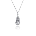 Closeout-Silver 925 Rhodium Plated Pear Shape CZ Necklace - BGP00440 | Silver Palace Inc.