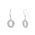 Clearance-Silver 925 Rhodium Plated Round Oval CZ Dangling Hook Earrings - STE00245