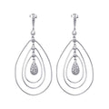 Closeout-Silver 925 Rhodium Plated Teardrop CZ Wire Dangling Chandelier Earrings - STE00573 | Silver Palace Inc.