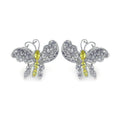 Closeout-Silver 925 Rhodium Plated Yellow CZ Butterfly Stud Earrings - BGE00132 | Silver Palace Inc.