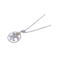 Closeout-Silver 925 Yellow Clear CZ Rhodium Plated Fleur Di Lis Pendant Necklace - BGP00073 | Silver Palace Inc.