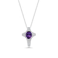 Clearance-Silver 925 Z Rhodium Plated Cross Pendant Necklace - BGP00009