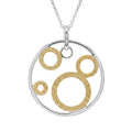 Clearance-Two-Tone 925 Sterling Silver Multi Circle Pendant Necklace - STP00445