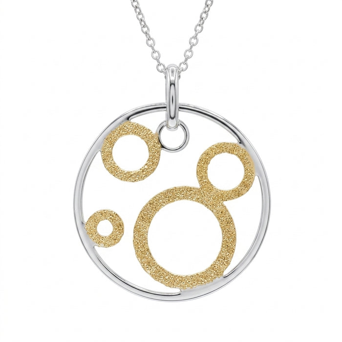 Clearance-Two-Tone 925 Sterling Silver Multi Circle Pendant Necklace - STP00445