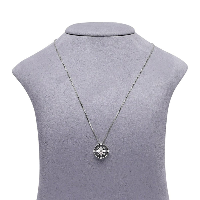 Compass Necklace in Sterling Silver with Diamond (.01ct)