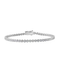 Crislu Bezel Set Cubic Zirconia Tennis Bracelet in Sterling Silver with Platinum Finish