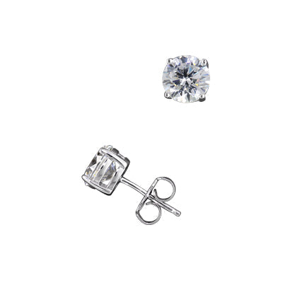 Crislu Cubic Zirconia Stud Earrings in Sterling Silver with Platinum Finish