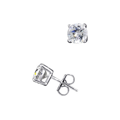 Crislu Cubic Zirconia Stud Earrings in Sterling Silver with Platinum Finish