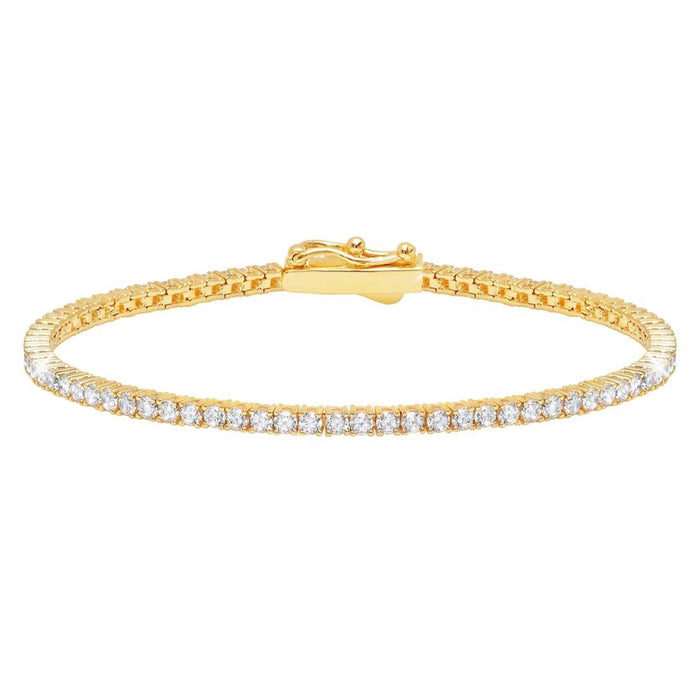 Crislu Cubic Zirconia Tennis Bracelet in Sterling Silver with 18kt Yellow Gold Finish