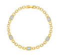 Crislu Radiant Cut Cubic Zirconia Link Bracelet in Sterling Silver with 18kt Yellow Gold Finish
