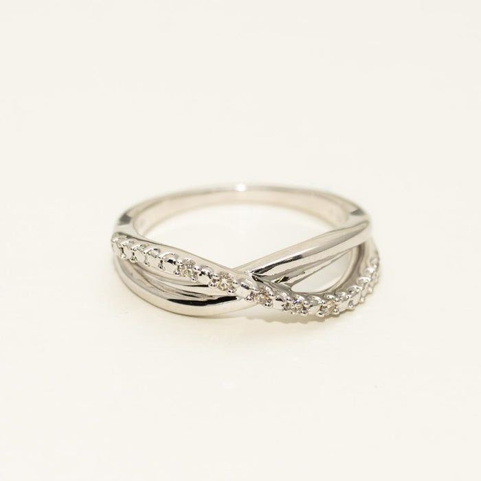 Criss Cross Fashion Ring in Sterling Silver with Diamonds (1/20ct tw)