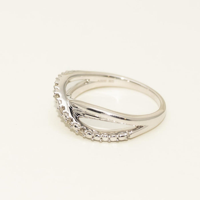 Criss Cross Fashion Ring in Sterling Silver with Diamonds (1/20ct tw)