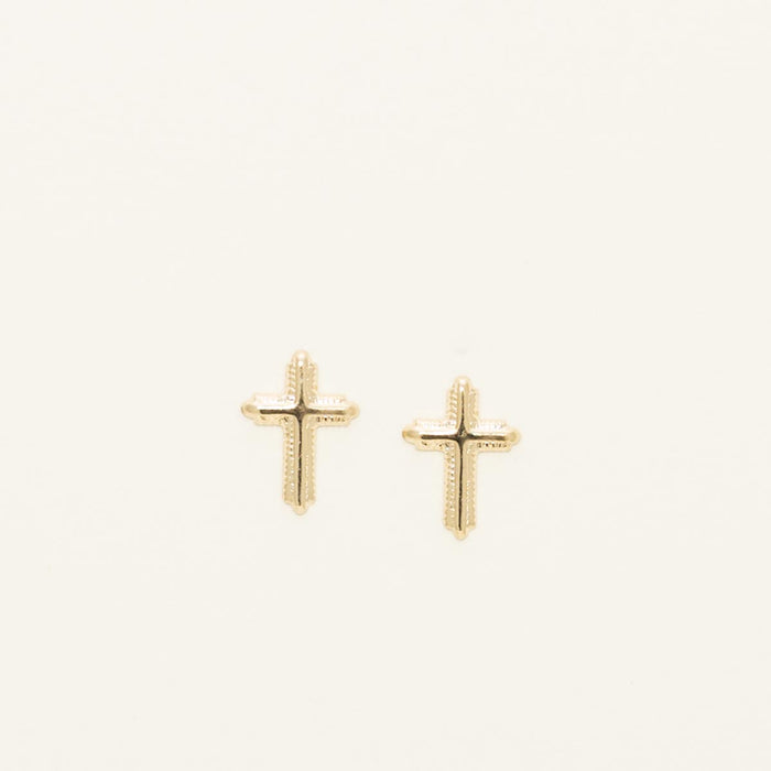 Cross Stud Earrings in 14kt Yellow Gold