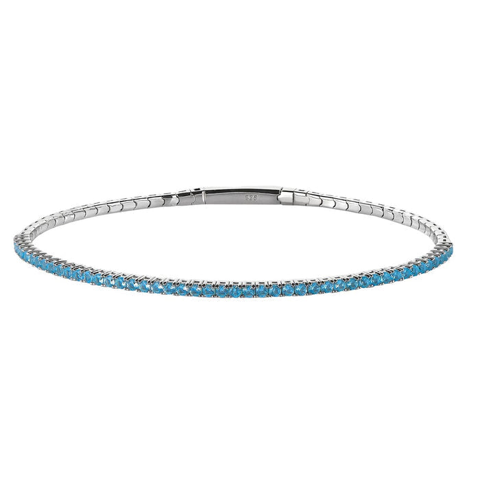 Cubic Zirconia Blue March Bracelet in Sterling Silver