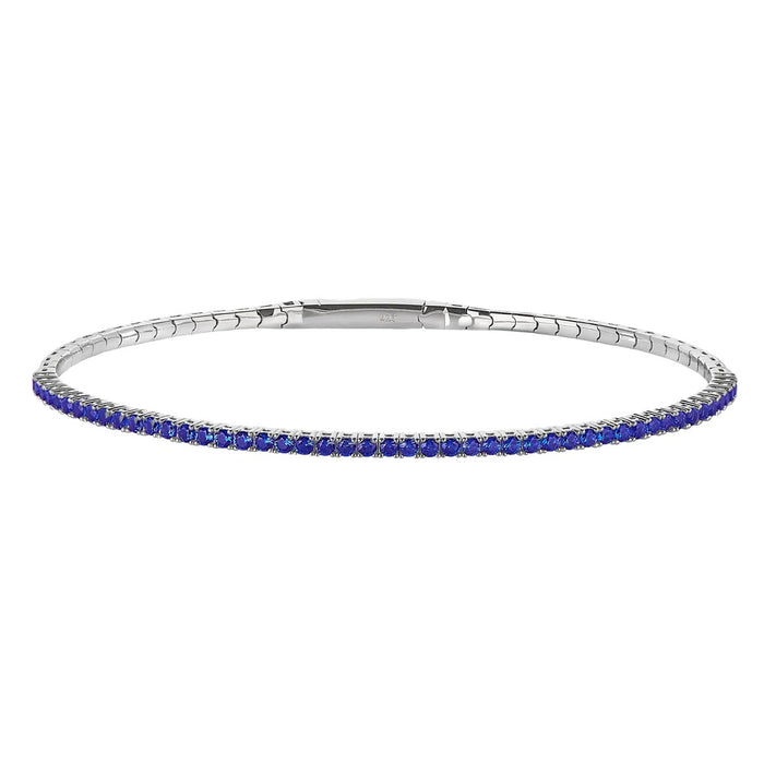 Cubic Zirconia Blue September Bracelet in Sterling Silver