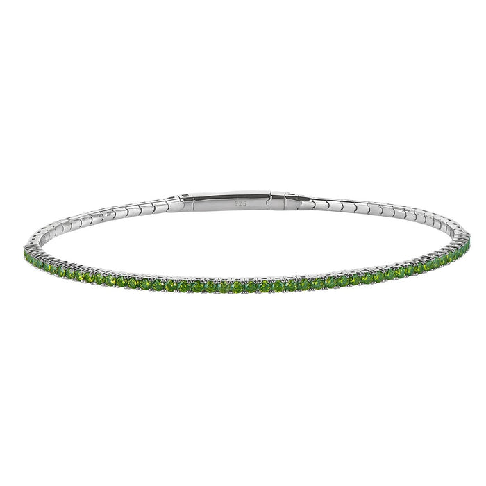 Cubic Zirconia Green August Bracelet in Sterling Silver