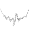 Cubic Zirconia Heartbeat Necklace in Sterling Silver (18 inches)