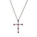 Cubic Zirconia January Cross Necklace in Sterling Silver