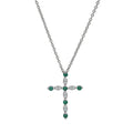 Cubic Zirconia May Cross Necklace in Sterling Silver