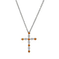 Cubic Zirconia November Cross Necklace in Sterling Silver