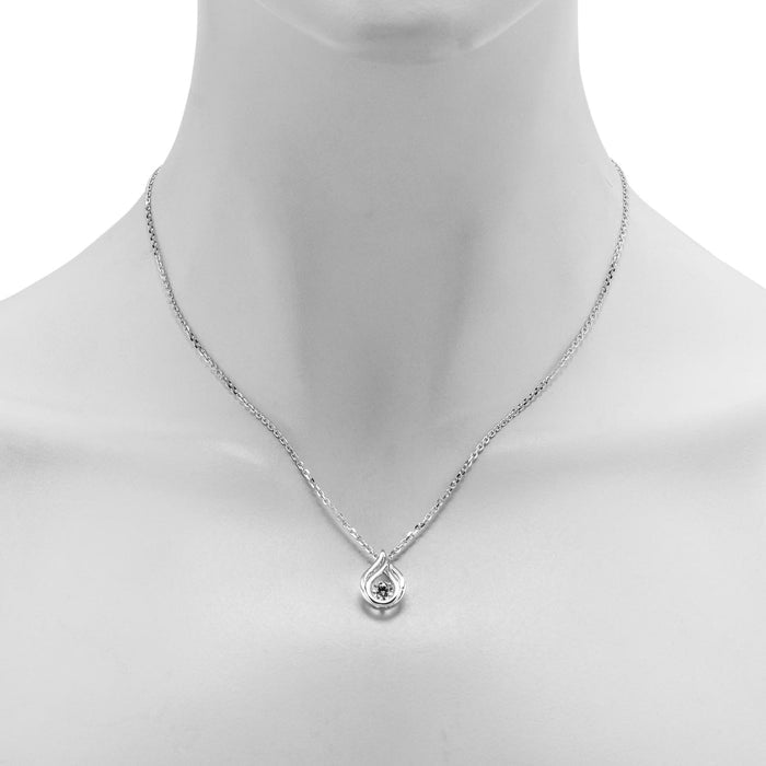 Cubic Zirconia Tear Drop Necklace in Sterling Silver