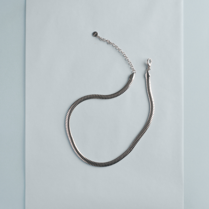 Dahna Herringbone Necklace - Silver