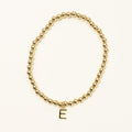 Dee Berkley Bead Bracelet in 14kt Gold Filled  with Vermeil E Initial Charm (4mm beads)