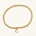 Dee Berkley Bead Bracelet in 14kt Gold Filled  with Vermeil Initial C Charm (4mm beads)