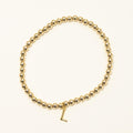 Dee Berkley Bead Bracelet in 14kt Gold Filled  with Vermeil L Initial Charm (4mm beads)