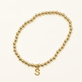 Dee Berkley Bead Bracelet in 14kt Gold Filled  with Vermeil S Initial Charm (4mm beads)