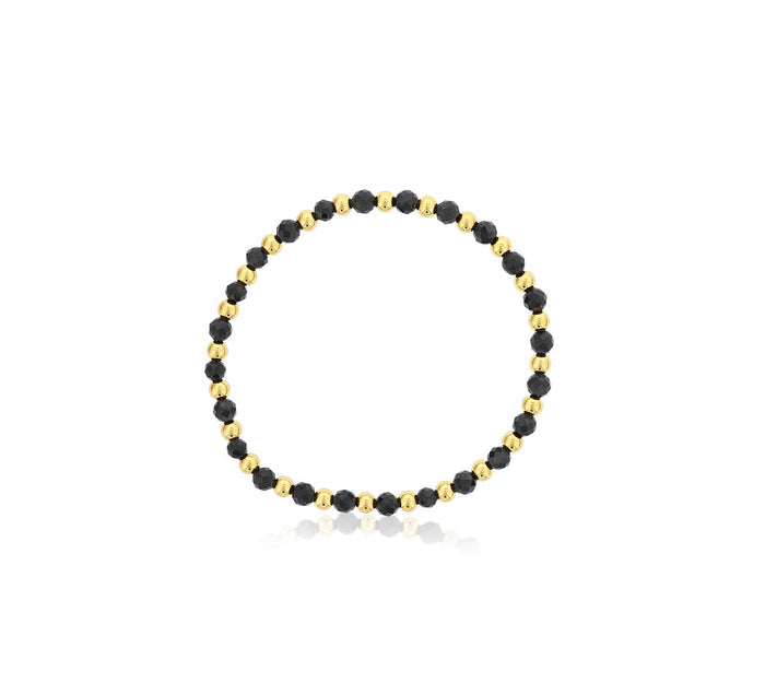 Dee Berkley Black Agate Bead Bracelet in 14kt Gold Filled (4mm bead)