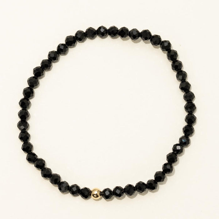 Dee Berkley Black Spinel Bead Bracelet in 14kt Gold Filled (4mm beads)