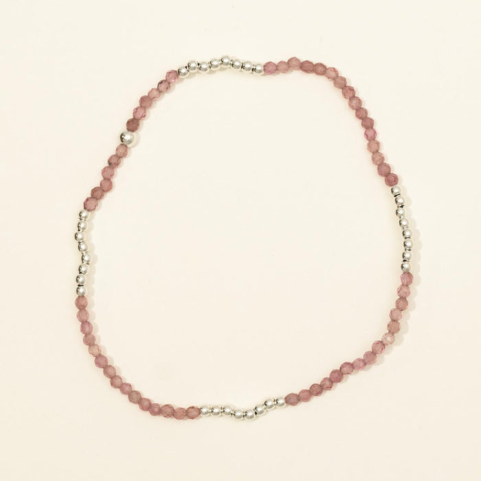 Dee Berkley Pink Tourmaline Bead Bracelet in Sterling Silver
