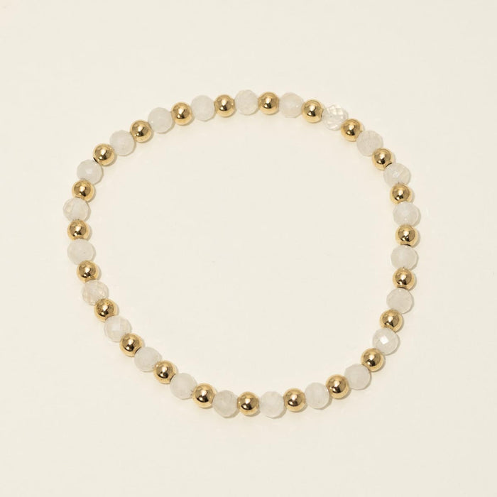 Dee Berkley "Team Bride" Moonstone with 14kt Gold Filled Bead Two Bracelet Bridal Gift Box Set (4mm beads)