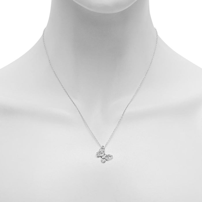 Diamond Butterfly Necklace in Sterling Silver (1/20ct tw)